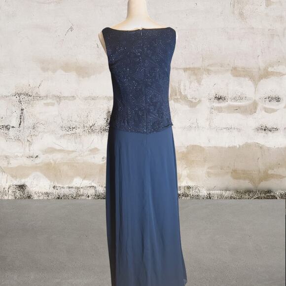 Alex Evenings NWT Mock Two-Piece Gown Blue Size 10 - Picture 4 of 7